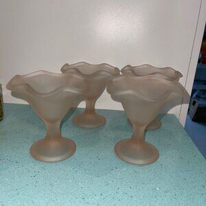Fidenza Primavera Vintage Cups Pink Satin Frosted Dessert Set of 4 Italy